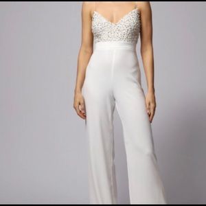 Jay Godfrey Finley Beaded Jumpsuit in White